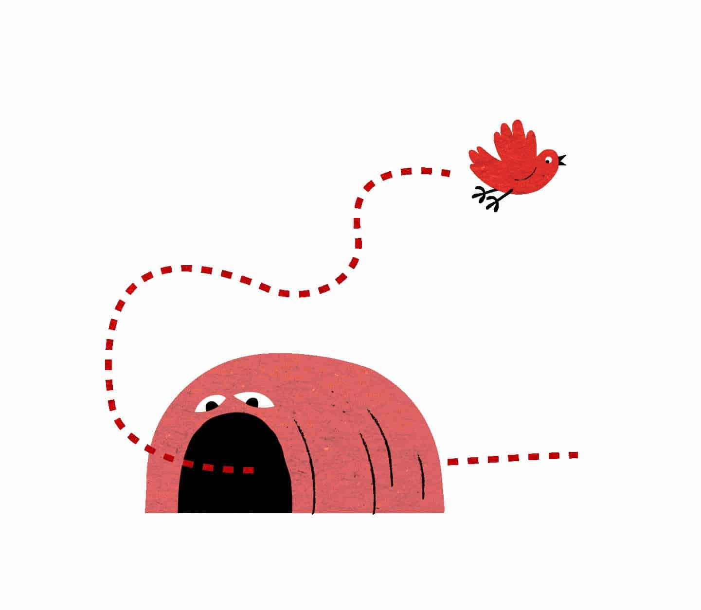 Illustrasjon av Elisabeth Moseng til Deppa og lei av velmente råd