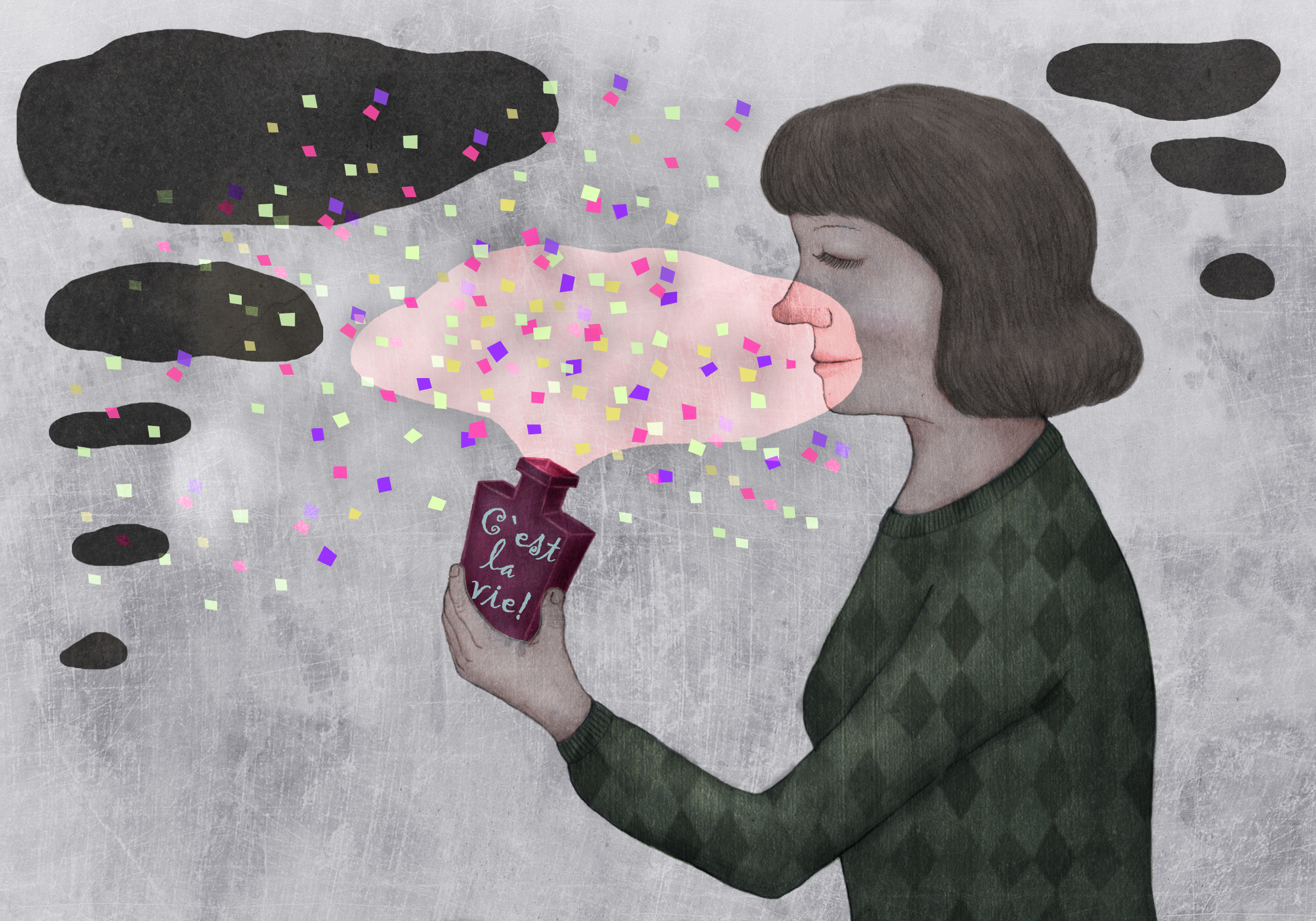 Illustrasjon av Katrine Kalleklev til artikkel om depresjon.