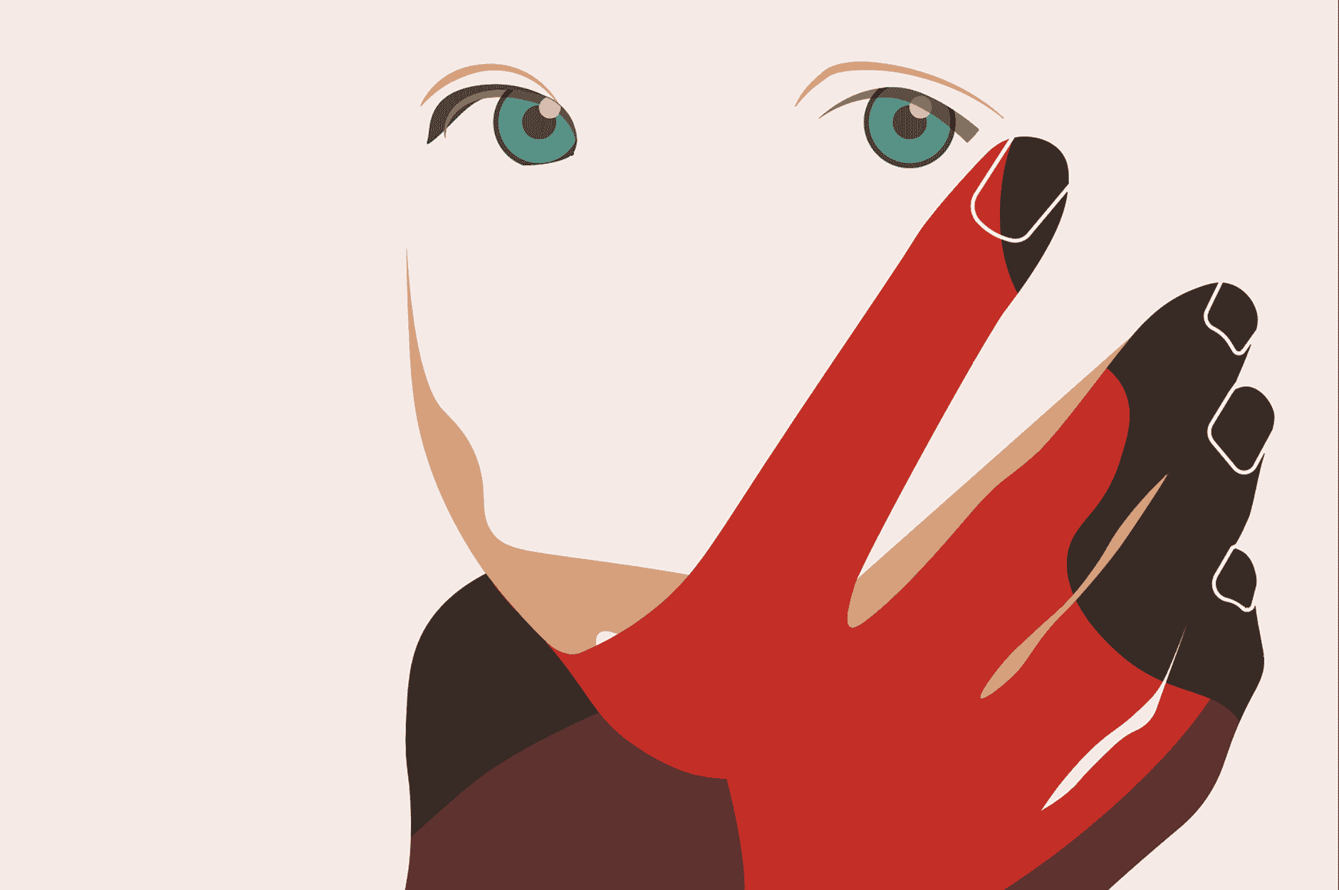 illustrasjon av person med hånden foran ansiktet